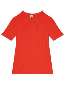 Malwee Blusa Canelada com Vazado Vermelha