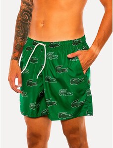 Short Lacoste Masculino Beachwear Croco Print Verde