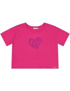 Carinhoso Blusa Box Texturizada Rosa Escuro