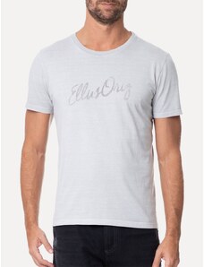 Camiseta Ellus Masculina Cotton Washed Origin. Script Cinza