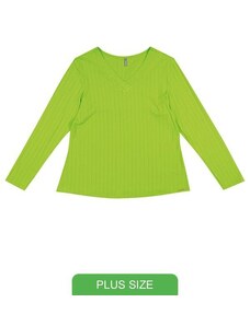 Cativa Plus Size Blusa Feminina Plus Size com Decote em V Verde