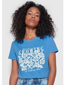 Enfim Camiseta Slim Keep On Growing Azul