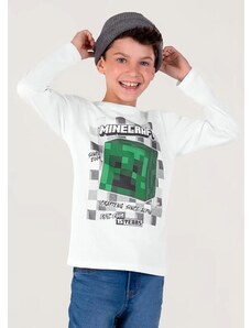Brandili Camiseta Minecraft Infantil Unissex Branco