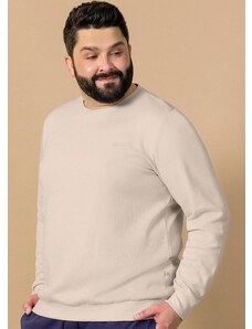 Exco Suéter Plus Size com Bordado em Moletom Bege