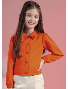 Cativa Kids Camisa Feminina em Tecido Alfaiataria Laranja