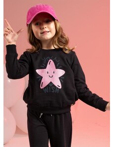 Cativa Kids Blusão Feminino Estampado com Glitter Preto