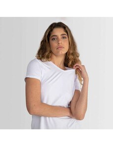 Basicamente Tech T-Shirt Impermeável Gola V Feminina Branco
