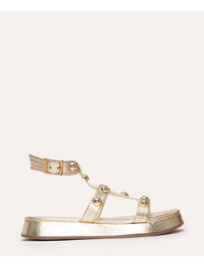 C&A sandália flatform tachas via uno dourado