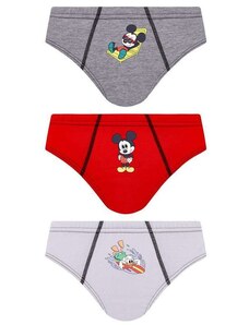 Disney Kit com 3 Cuecas Infantil Slip Mickey Mouse 111-089 0928-Cinza-Vermelho-Branco