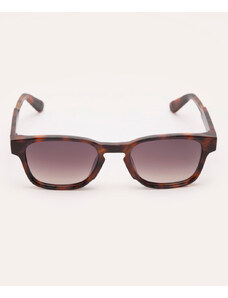 C&A óculos de sol quadrado tartaruga marrom