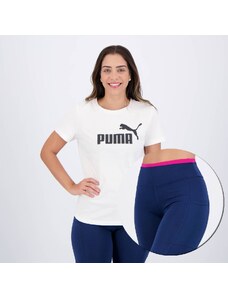 Kits Conjunto Puma Camiseta + Calça Legging Costa Rica Branco e Marinho