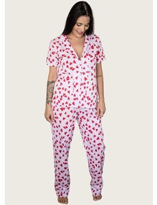 Piante Pijamas Pijama Americano Calça Algodão Rosa