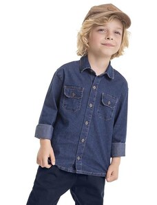 Quimby Camisa Jeans Infantil Menino Azul