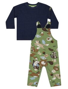 Quimby Conjunto Camiseta e Jardineira Bebê Verde
