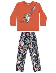 Quimby Pijama Camiseta e Calça Infantil Laranja