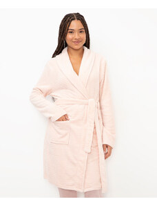 C&A roupão de fleece texturizado com bolso rosa claro