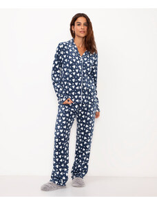 C&A pijama americano de fleece corações azul marinho