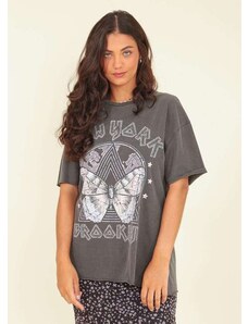 Pop Me T-Shirt Malha Estonada Oversize New York Cinza