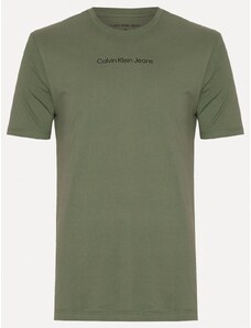 Camiseta Calvin Klein Jeans Masculina Institutional New Logo Verde Militar
