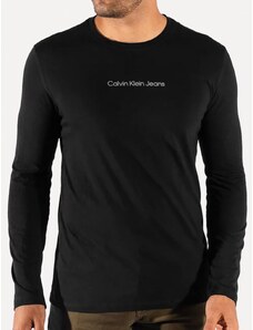 Camiseta Calvin Klein Masculina Manga Longa Institutional Grey Logo Preta