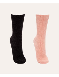 C&A kit de 2 pares de meias chenille antiderrapante colorido