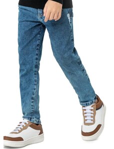 Carinhoso Calça Skinny Jeans com Puídos Menino Azul