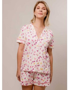 Piante Pijamas Pijama Americano Algodão Corações Rosa
