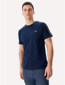 Camiseta Lacoste Masculina Cotton Jersey Logo Stripe Azul Marinho