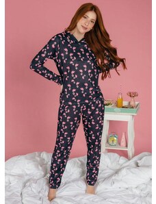 Alma Dolce Pijama Manga Longa com Touca Flamingo