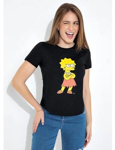 Blusa Preto com Mangas Curtas The Simpsons