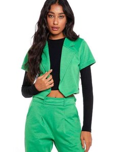 Blazer Cropped Feminino Malha Liso Polo Wear Verde Médio Verde Médio