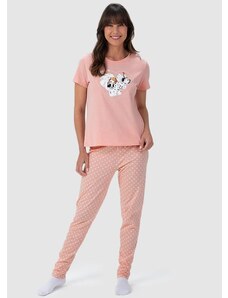 Malwee Pijama Feminino Cachorrinhos em Puff Rosa