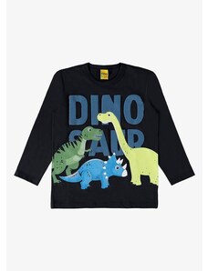 Rovi Kids Camiseta Infantil Manga Longa Dino Preto