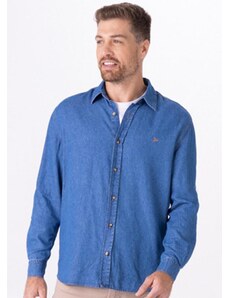 Malwee Camisa Masculina Tradicional em Jeans Soft Azul