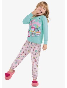 Rovi Kids Pijama Infantil Feminino em Meia Malha Azul