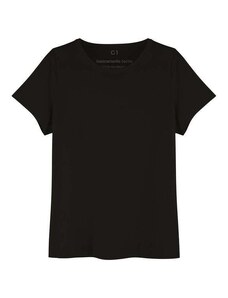 Basicamente Tech T-Shirt Impermeável Gola C Plus Size Feminina Preto