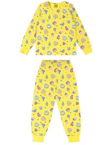Rovi Kids Pijama Infantil Feminino em Meia Malha Amarelo