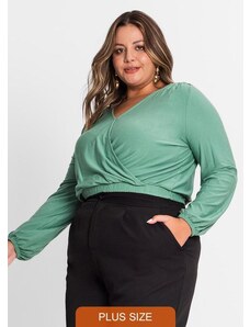 Secret Glam Blusa Feminina Plus Size em Viscose Verde