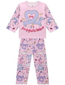 Brandili Pijama Infantil Menina de Cachorrinho Rosa