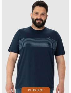 Malwee Camiseta Masculina com Listras Plus Azul