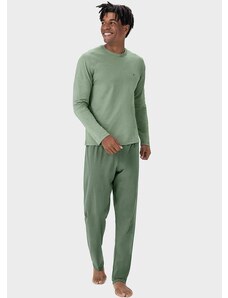Malwee Pijama Masculino Mescla com Bordado Verde