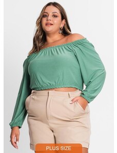 Secret Glam Blusa Ciganinha Feminina Plus Size Verde