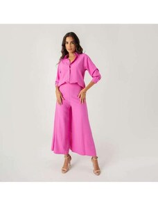 Susie Modas Conjunto Camisa e Calça Viscose Feminino Rosa