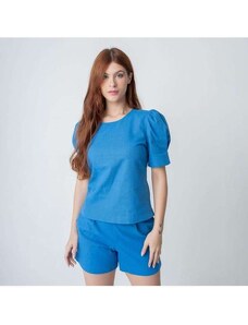 Susie Modas Conjunto Blusa e Short Feminino Azul