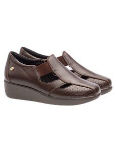 Sapato Anabela Doctor Shoes Couro 7800 Marrom