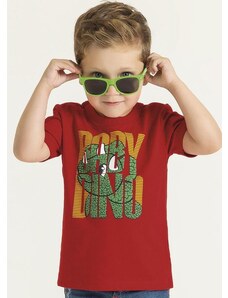 Cativa Camiseta com Efeito Puff Baby Dino Vermelho