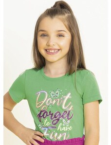 Cativa Kids Blusa Feminina Estampada com Glitter Verde