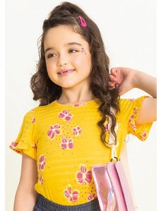 Cativa Kids Blusa para Meninas com Estampa Floral Amarelo