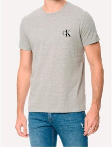 Camiseta Calvin Klein Jeans Masculina New Logo Re Issue Cinza Mescla