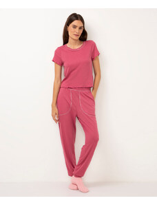C&A pijama canelado com bolsos roxo
